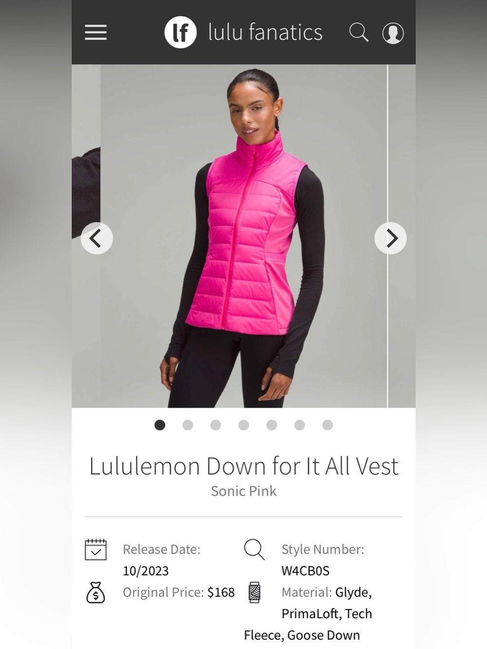 lululemon athletica Sonic Pink Quilted Down Vest — Women's Sleeveless Jacket